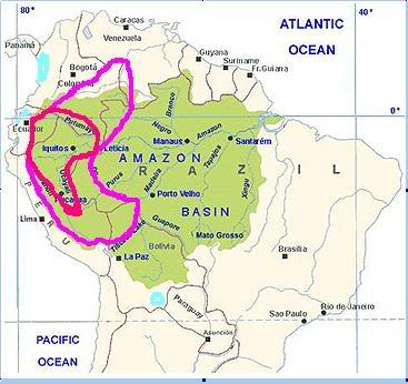 Карта Аяхуаски